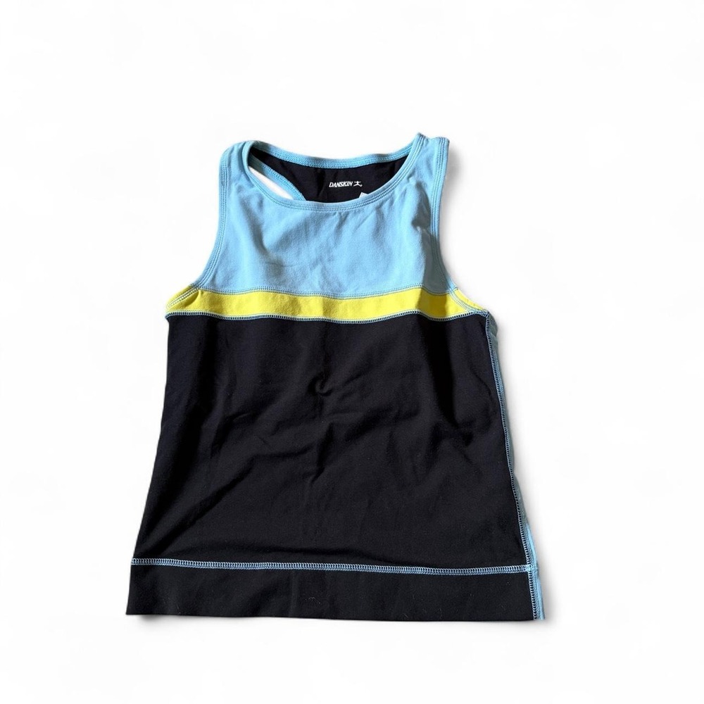 Y2K Danskin built in bra color block tank top women's large